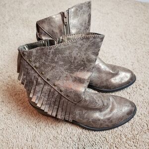 STEVIES Light Gold Fringe Booties